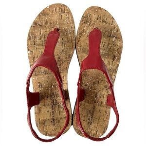 Montego Bay Club Red Patent Leather T-Strap Flat Sandals - Size 8